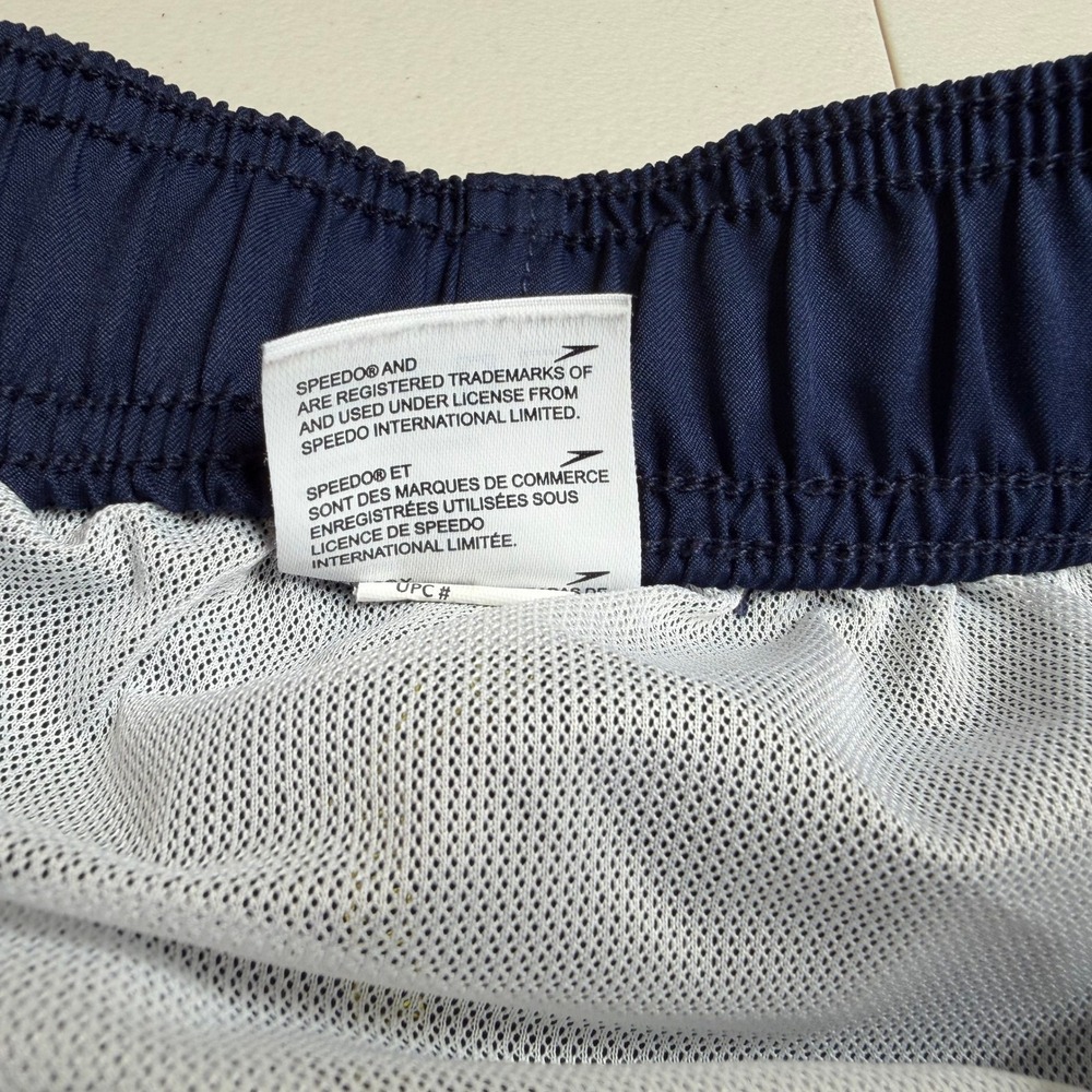 Speedo Mens Small Swim Trunks Navy Blue Yellow Colorblock Mesh Lined - Picture 12 of 12